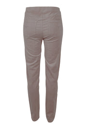 Product shot of the Skinny Leg Cord Pull On Pant in colour Taupe, from the back