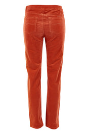 Product shot of the Pin Cord Slim Pant in colour Auburn, from the back