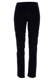 Product shot of the Pin Cord Slim Pant in colour Black (Black), from the front