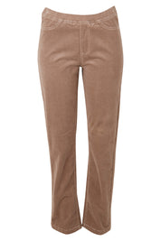 Product shot of the Pin Cord Slim Pant in colour Stone, from the front