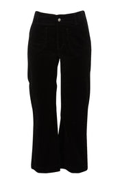 Product shot of the Wide Leg Ankle Grazer Pant in colour Black (Black), from the front