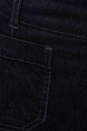 Product shot of the Wide Leg Ankle Grazer Pant in colour Midnight (Blue), detail