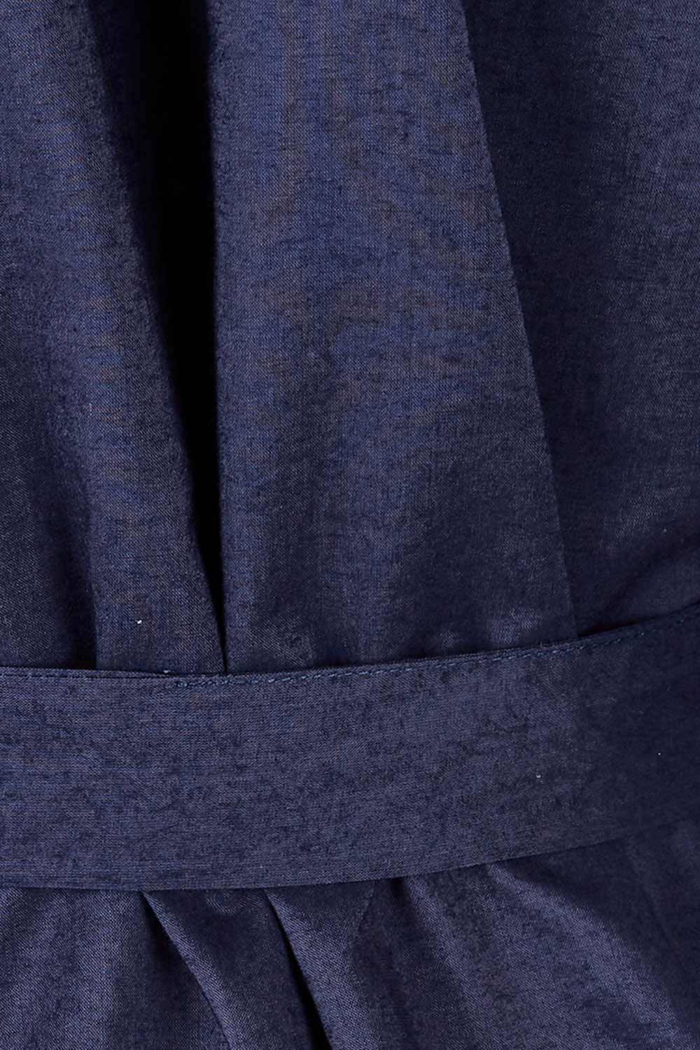 Product shot of the Bamboo Cotton Kimono Robe in colour Navy (Blue), detail