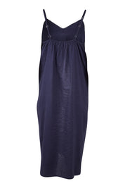 Product shot of the Bamboo Cotton Strappy Nightie in colour Navy (Blue), from the back