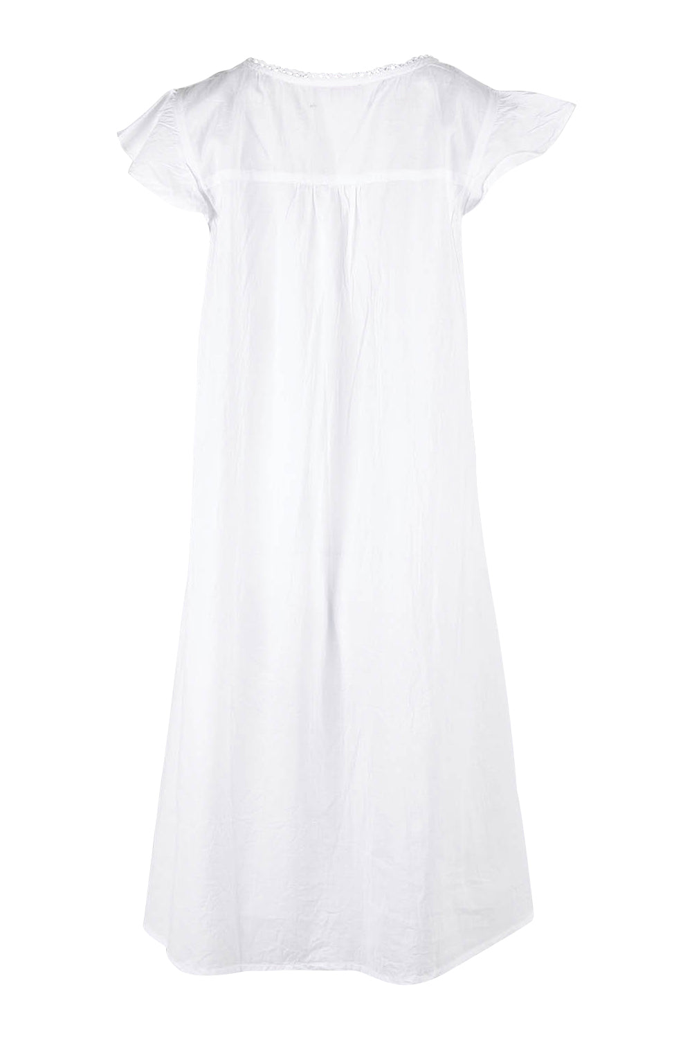 Product shot of the Riko Cotton Cap Sleeve Nightie in colour White (White), from the back
