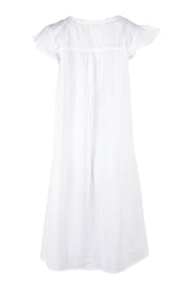 Product shot of the Riko Cotton Cap Sleeve Nightie in colour White (White), from the back