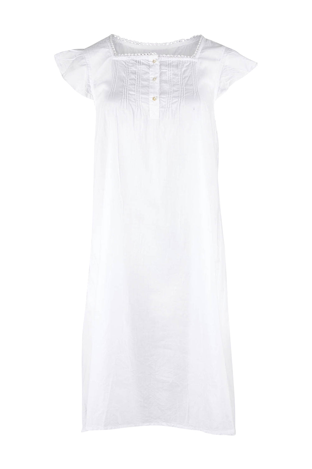 Product shot of the Riko Cotton Cap Sleeve Nightie in colour White (White), from the front