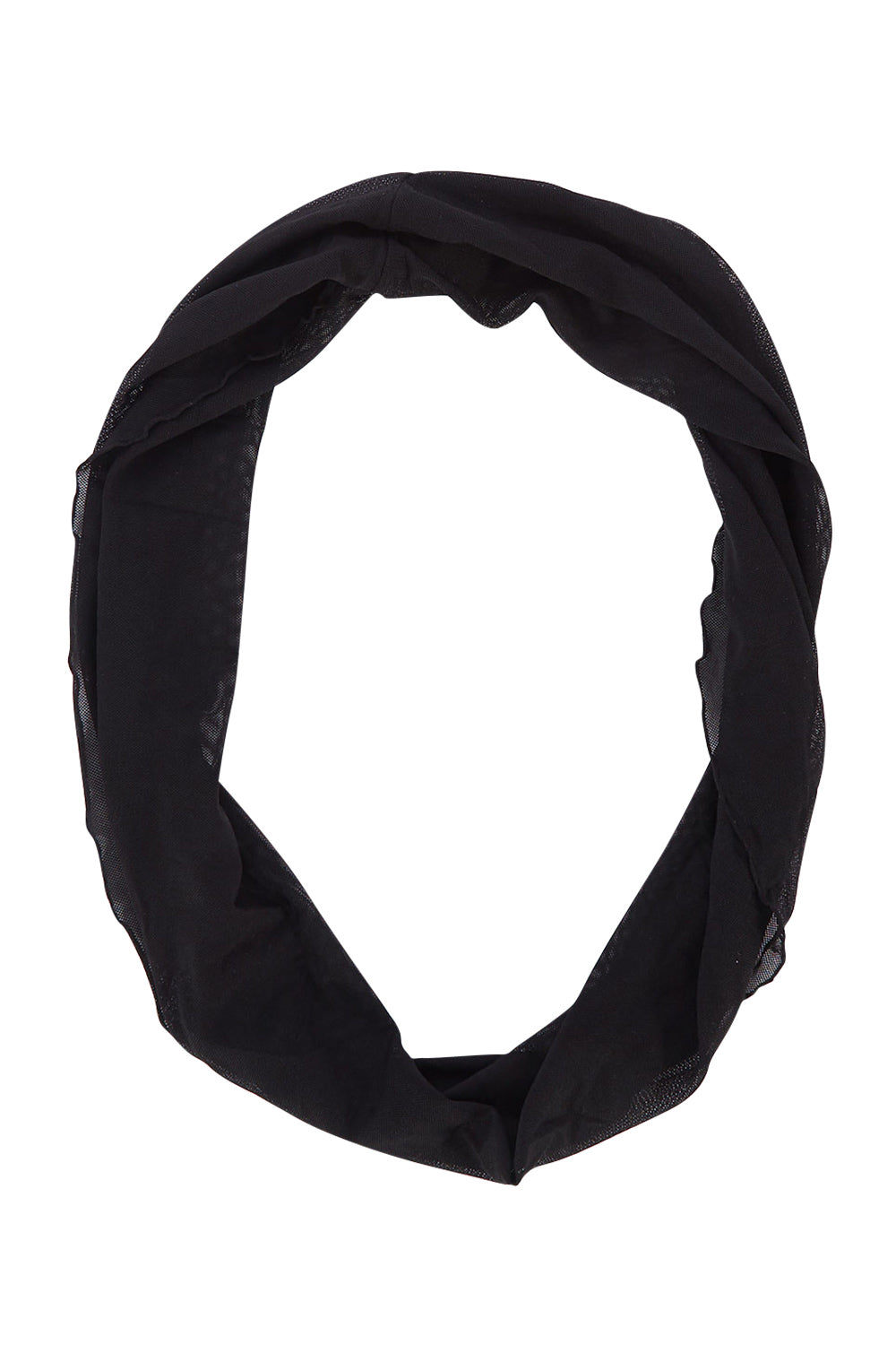 Product shot of the Mesh Loop Scarf in colour Black (Black), from the front