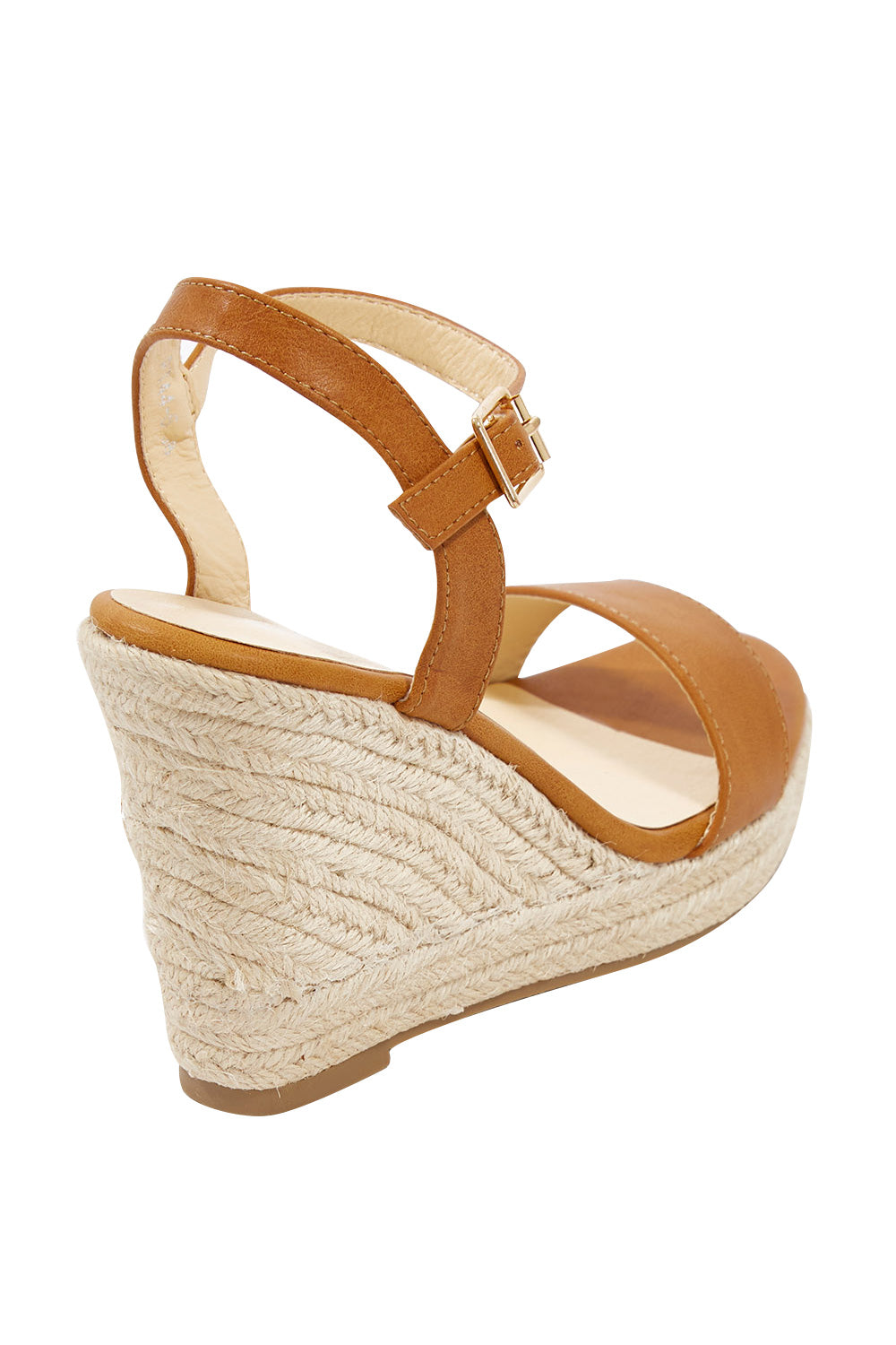 Product shot of the Amaya Wedge Heel in colour Tan, from the back