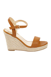 Product shot of the Amaya Wedge Heel in colour Tan, from the front