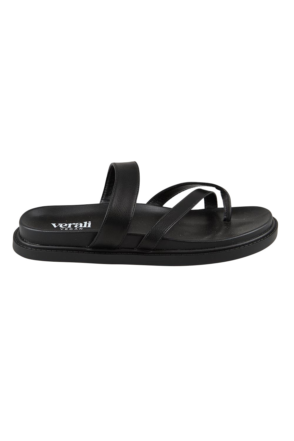 Product shot of the Binky Slide - Black in colour Black, from the front