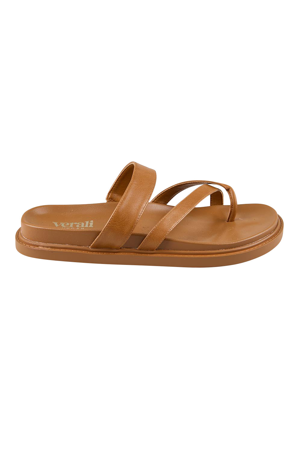 Product shot of the Binky Slide - Tan in colour Tan, from the front