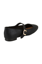 Product shot of the Eden Mary Jane Flat in colour Black (Black), from the back