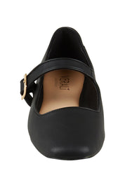 Product shot of the Eden Mary Jane Flat in colour Black (Black), detail