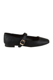 Product shot of the Eden Mary Jane Flat in colour Black (Black), from the front
