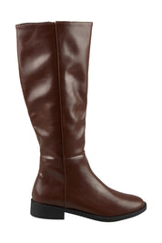 Product shot of the Gabe Knee Boot in colour Chocolate, from the front