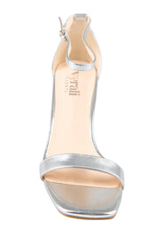 Product shot of the Gimlet Heel - Silver in colour Silver, showing detail