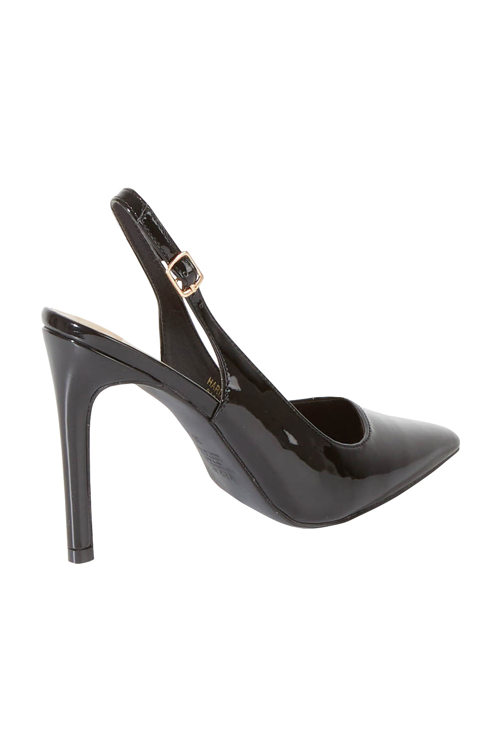 Product shot of the Harden Stiletto Pumps in colour Blkpatent (Black), from the back