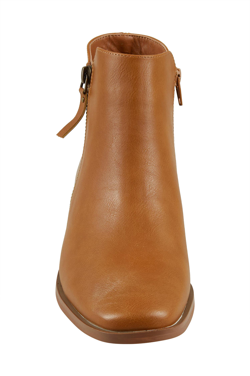 Product shot of the Hawk Double Zip Ankle Boot in colour Tan, detail