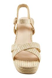 Product shot of the Heppell Platform Heel in colour Naturalraf, detail