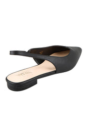 Product shot of the Hillary Slingback Flat - Black in colour Black, from the back