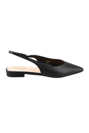 Product shot of the Hillary Slingback Flat - Black in colour Black, from the front