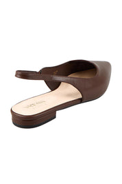 Product shot of the Hillary Slingback Flat - Chocolate in colour Chocolate, from the back