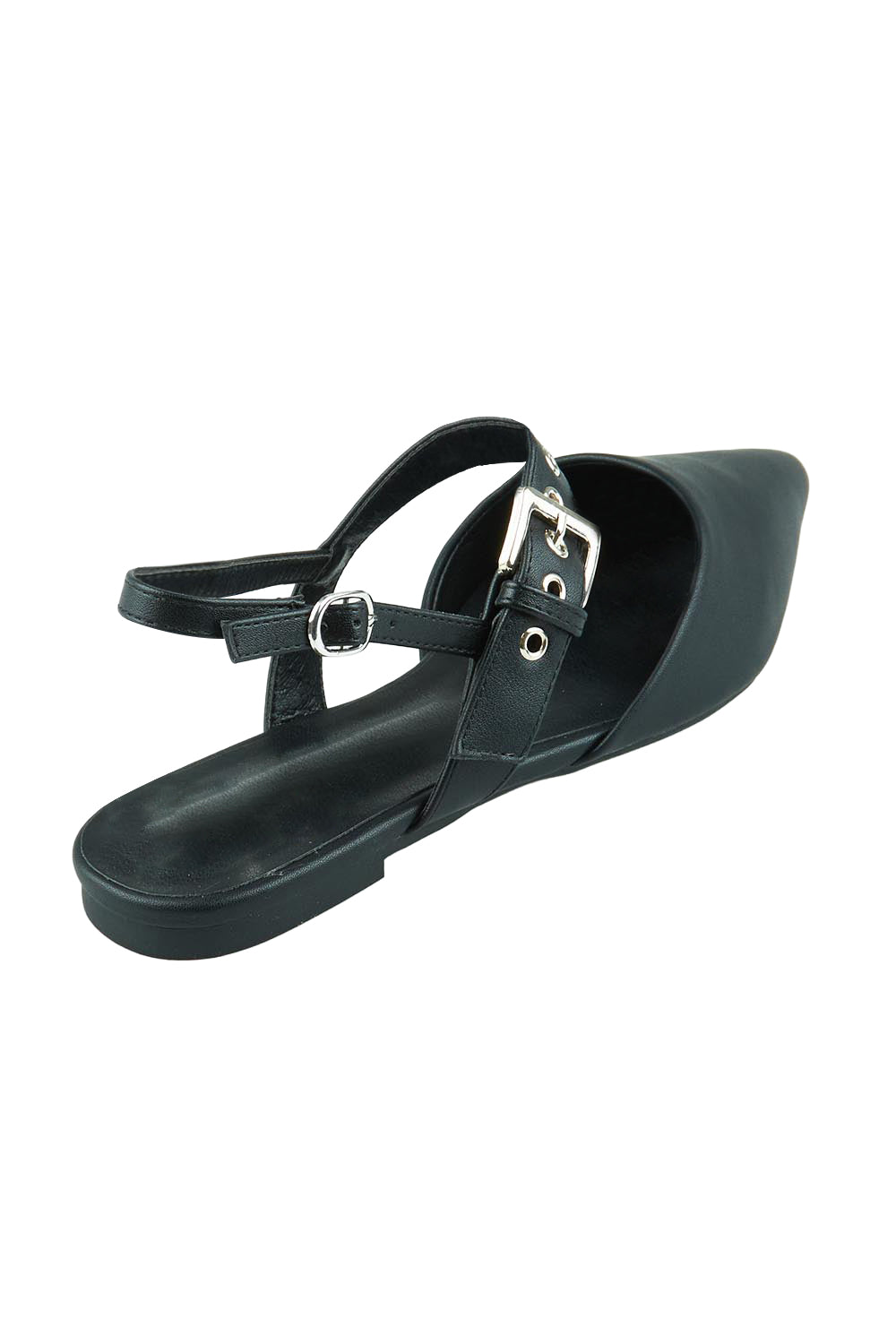 Product shot of the Idaho Ballet Flat in colour Black (Black), from the back