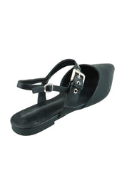 Product shot of the Idaho Ballet Flat in colour Black (Black), from the back