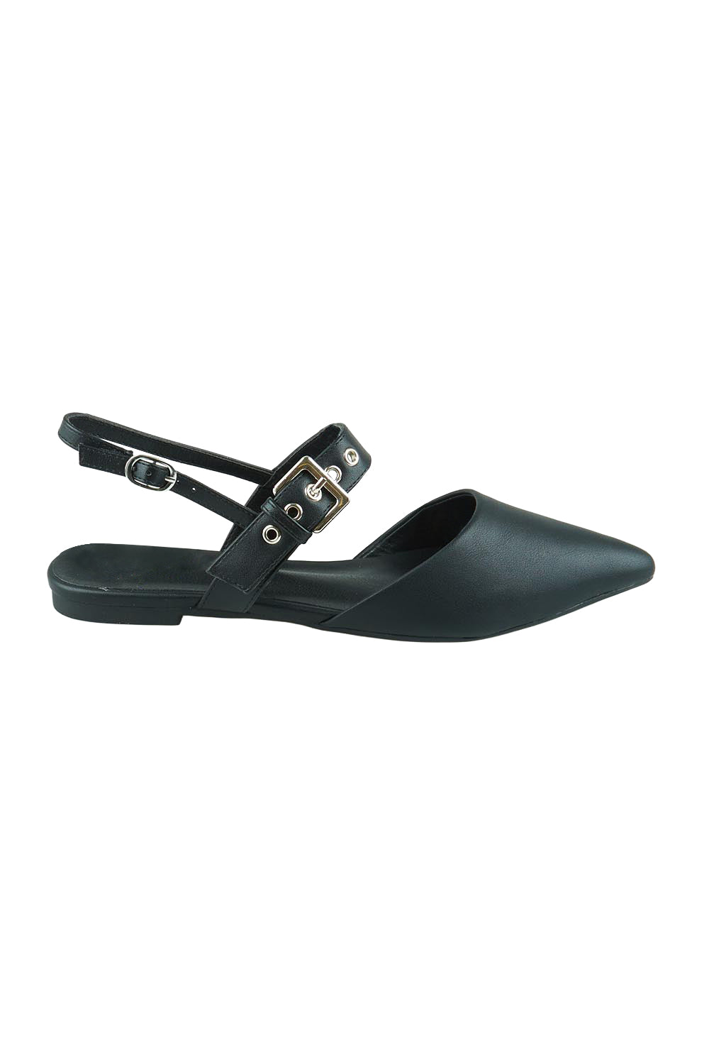 Product shot of the Idaho Ballet Flat in colour Black (Black), from the front