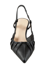 Product shot of the Lucius Kitten Heel in colour Black (Black), detail