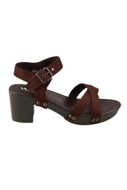 Product shot of the Lulu Clog Heel - Chocmicro in colour Chocmicro, from the front