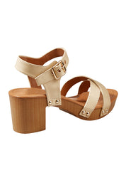 Product shot of the Lulu Clog Heel in colour Nude, from the back