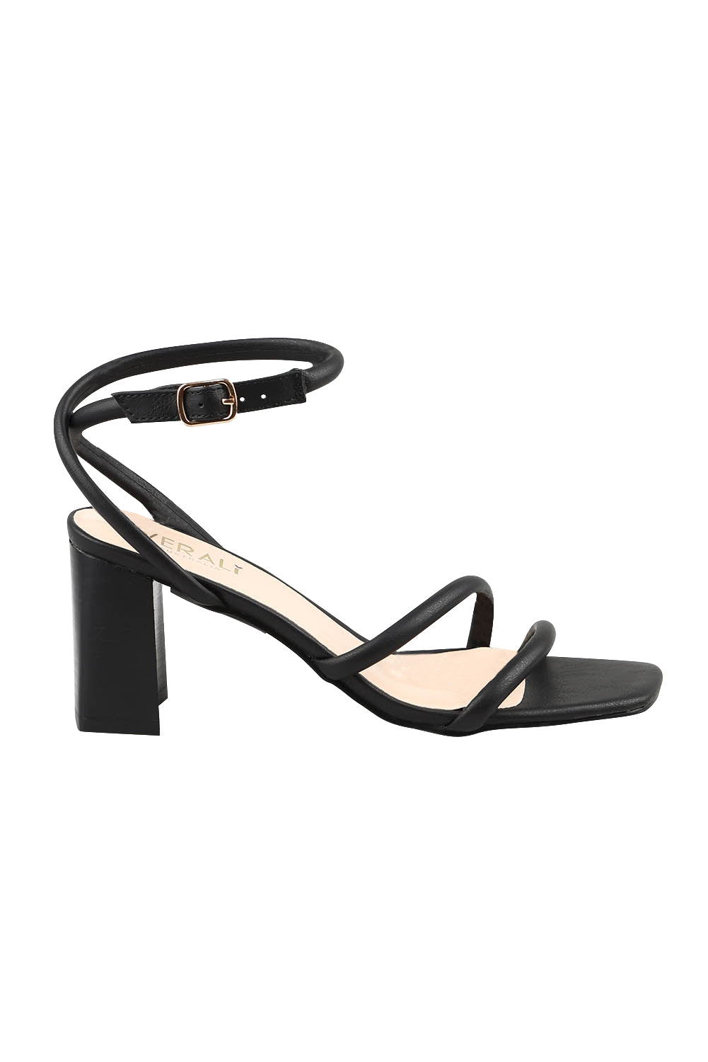 Product shot of the Nadia Heel in colour Black (Black), from the front