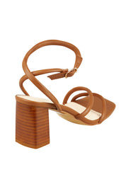 Product shot of the Nadia Heel in colour Tan, from the back