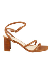Product shot of the Nadia Heel in colour Tan, from the front