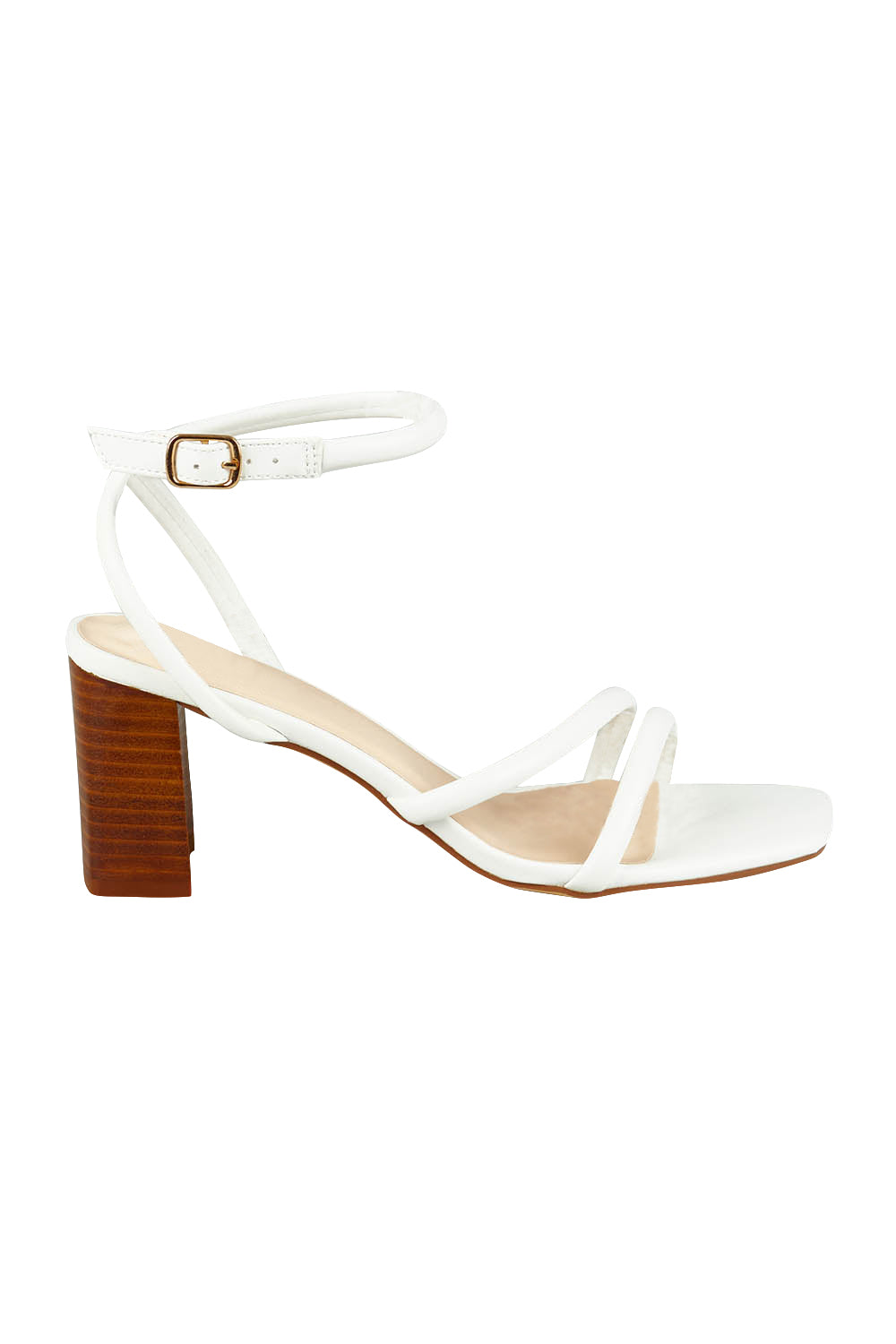 Product shot of the Nadia Heel in colour White (White), from the front