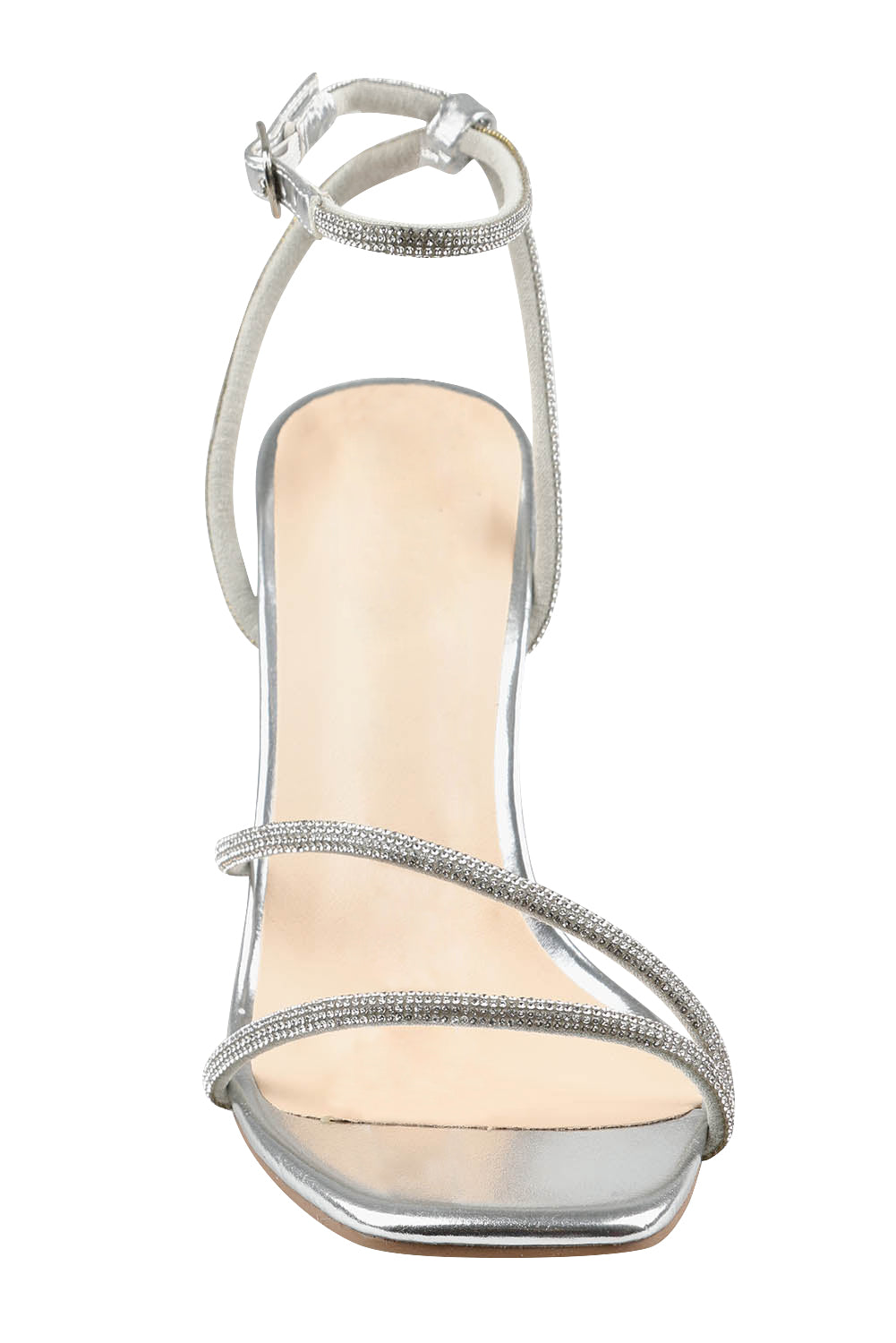 Product shot of the Pepper Heel in colour Silver (Metallics), detail