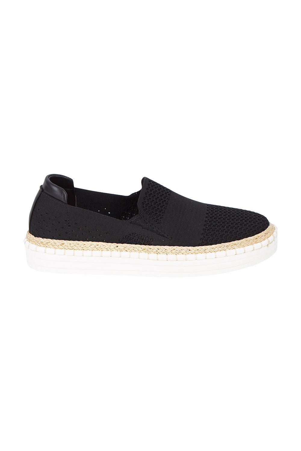 Product shot of the Queen Stretch Flat in colour Black (Black), from the front