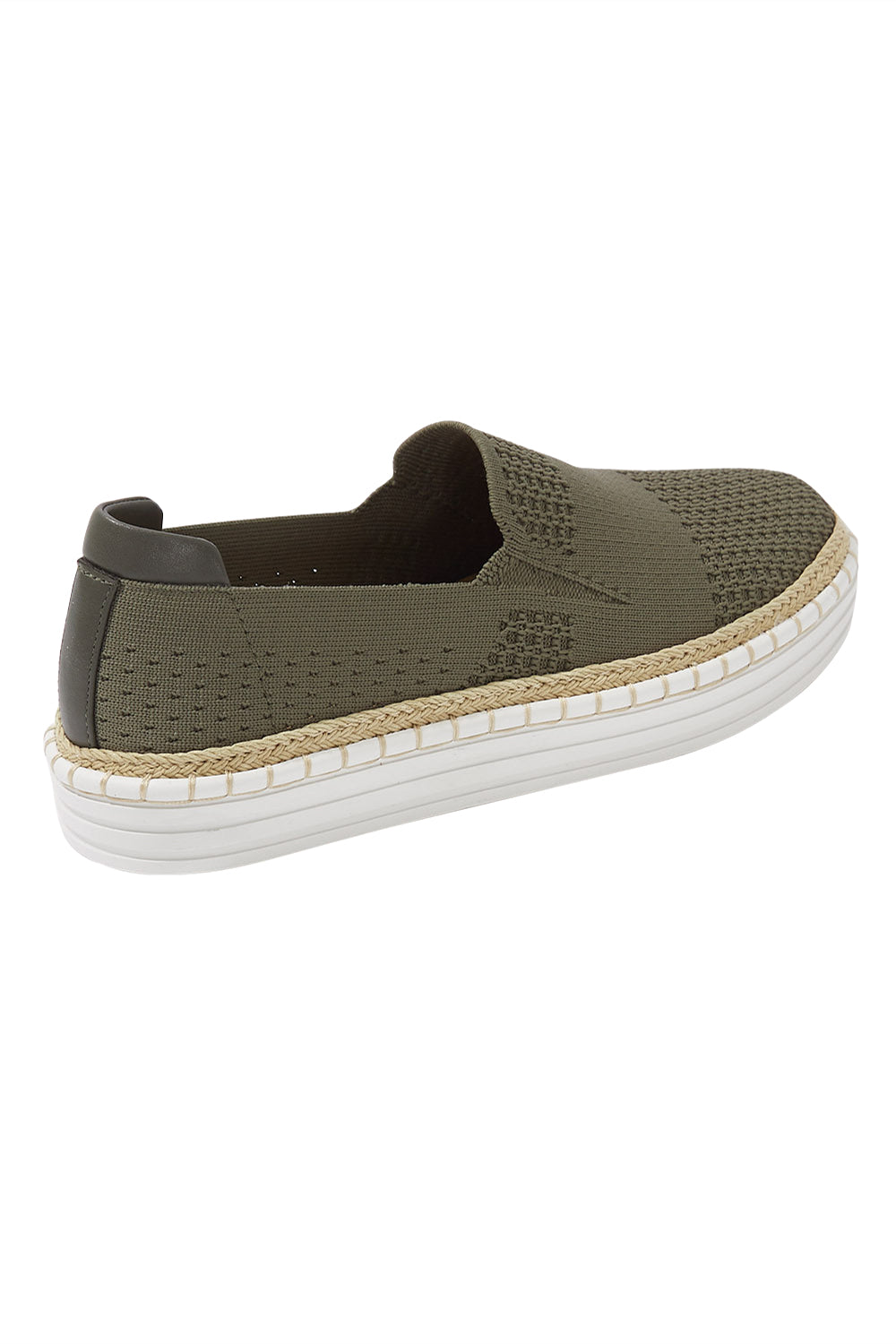 Product shot of the Queen Stretch Flat in colour Khaki (Green), from the back