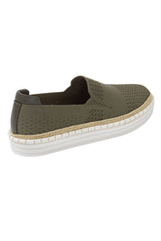 Product shot of the Queen Stretch Flat in colour Khaki (Green), from the back