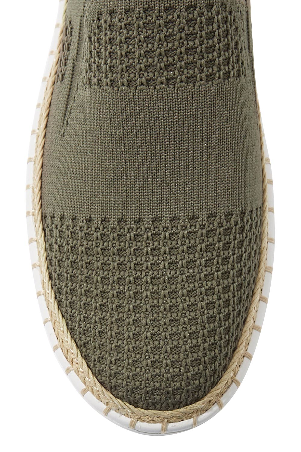 Product shot of the Queen Stretch Flat in colour Khaki (Green), detail