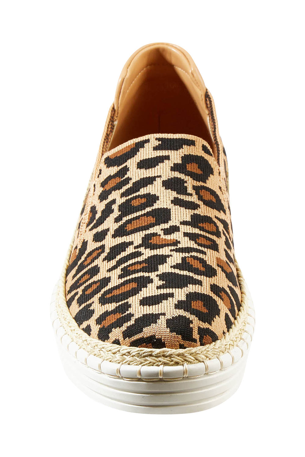 Product shot of the Queen Stretch Flat in colour Leopard (Black), detail