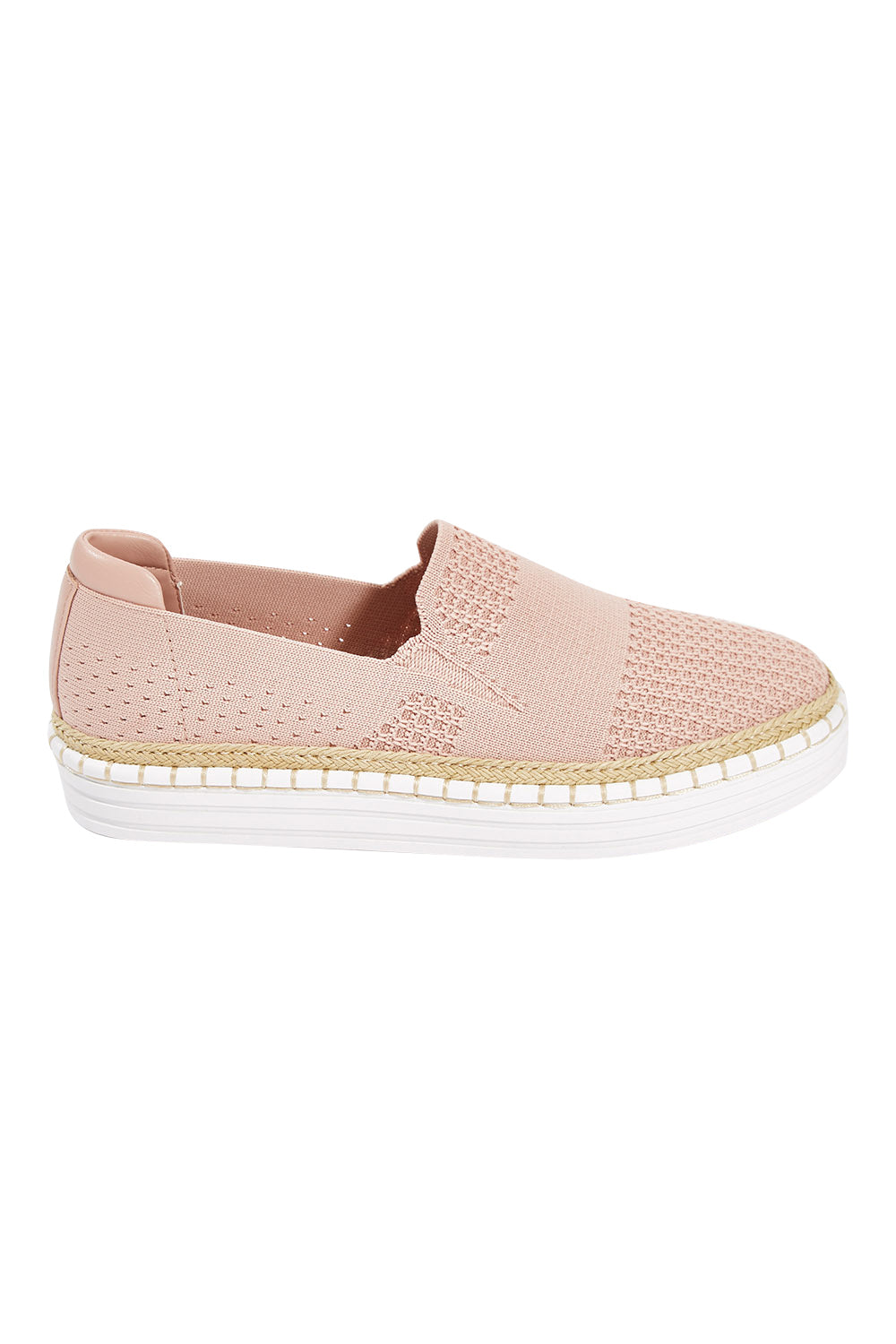 Product shot of the Queen Stretch Flat in colour RoseQuartz (Pink), from the front