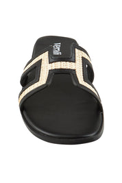 Product shot of the Sandra Slide in colour Blackraffi (Black), detail