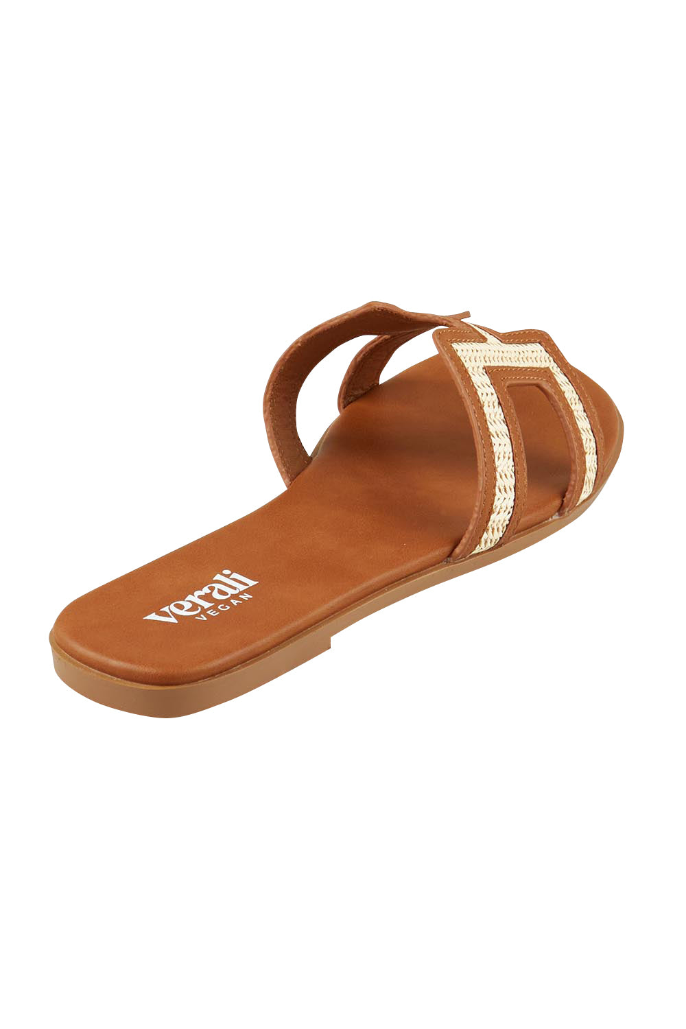 Product shot of the Sandra Slide in colour Tanraffia, from the back