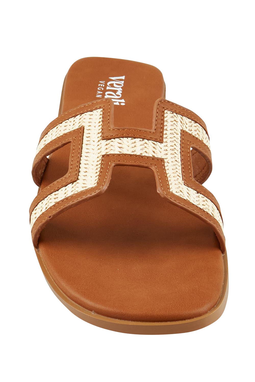 Product shot of the Sandra Slide in colour Tanraffia, detail