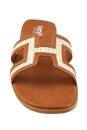 Product shot of the Sandra Slide in colour Tanraffia, detail