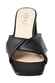 Product shot of the Stella Block Heel Mule in colour Black (Black), detail