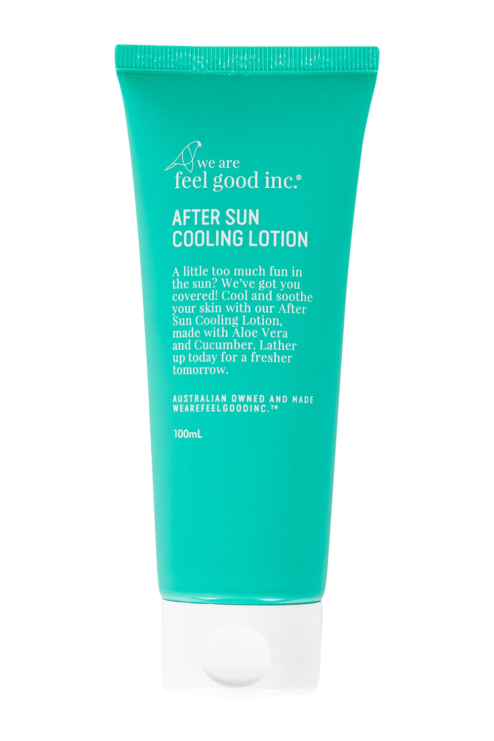 Product shot of the After Sun Cooling Lotion in colour Aftersun (Green), from the front